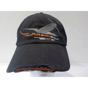 Vintage Air Show Buzz Demo Team Embroidered Black Airplane Destroyed Ball Cap